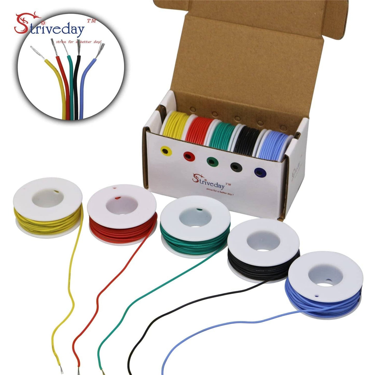 18 AWG Stranded Wire Set- 5 colors/16.4 Feet spools - Vilros.com